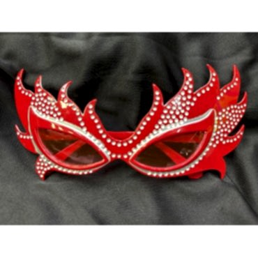 Taşlı Kırmızı Alev Parti Gözlüğü 