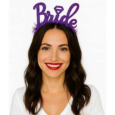 Mor Renk Bekarlığa Veda İtalik Yazı Alyanslı Bride Taç