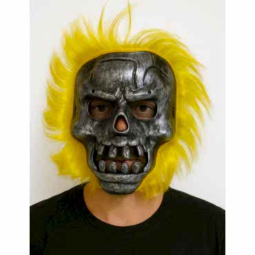 Wild Skull - Metal Kafatası Sarı Saçlı İskelet Maske