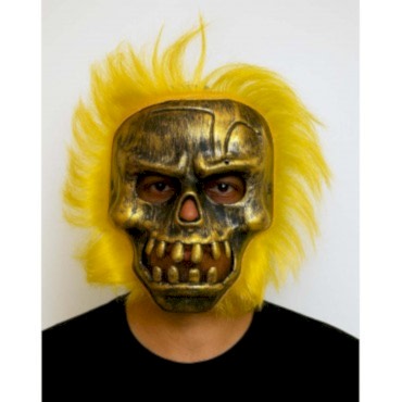 Wild Skull - Bakır Kafatası Sarı Saçlı İskelet Maske