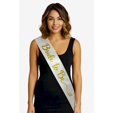 Beyaz Saten Üzerine İtalik Altın Bride To Be Kuşağı