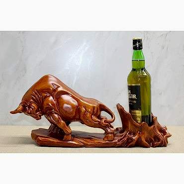 Polyester Boğa Figürü Şaraplık 