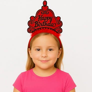 Kırmızı Happy Birthday Doğum Günü Prenses Tacı