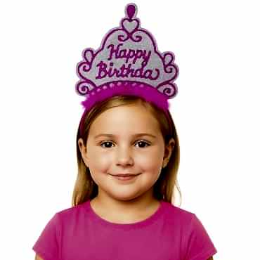 Pembe Happy Birthday Doğum Günü Prenses Tacı 