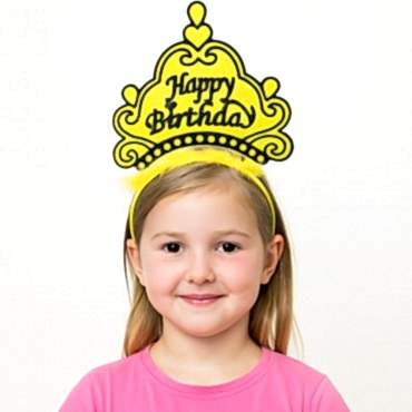 Sarı Happy Birthday Doğum Günü Prenses Tacı 