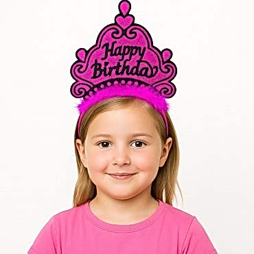Fuşya Happy Birthday Doğum Günü Prenses Tacı 