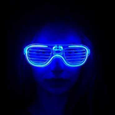 Mavi Led Işıklı Parti Gözlüğü - Neon 3 Modlu