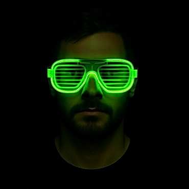 Yeşil LED Işıklı Parti Gözlüğü – Neon 3 Modlu