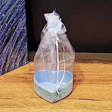 Mavi Kalp Tasarımlı Tül Kese