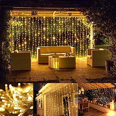 3x2 Perde Led Sarı Işık Plastik Kancalı 