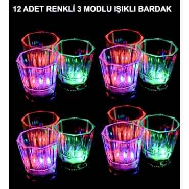 LED Işıklı Eğlence Bardak Seti 12 Adet