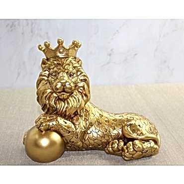 Polyester Dekoratif Taçlı Aslan Figürü 