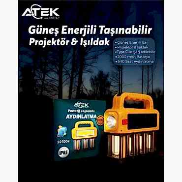 Güneş Enerjili Taşınabilir Projektör Işıldak 