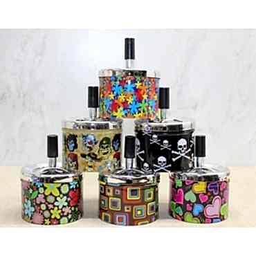 Metal Renkli Basmalı Küllük Yuvarlak 