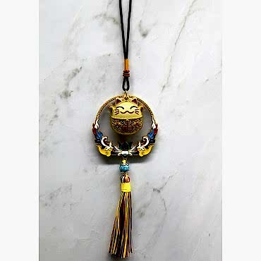 Renkli Püsküllü Şans Kedisi Feng Shui Askılık 