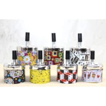 Küçük Boy Metal Renkli Basmalı Küllük Yuvarlak 