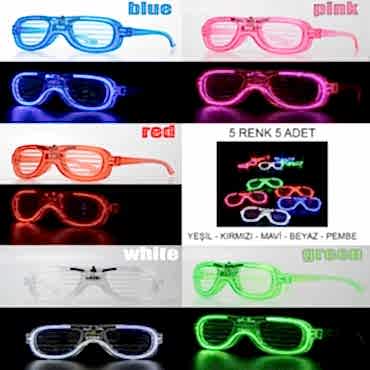 Glow Model Led Işıklı Parti Gözlüğü 5 Adet