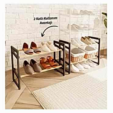 4 Katlı Ahşap Ayakkabılık 