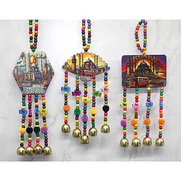 İstanbul Temalı Renkli Boncuklu Asmalı Rüzgar Çanı