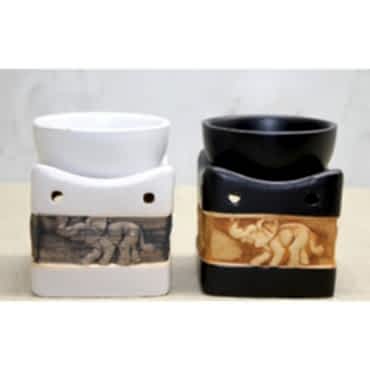 Seramik Fil Kabartmalı Buhurdanlık 