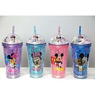 Sevimli Mickey Mouse Pipetli Işıklı Boncuklu Suluk Bardak 400 ml