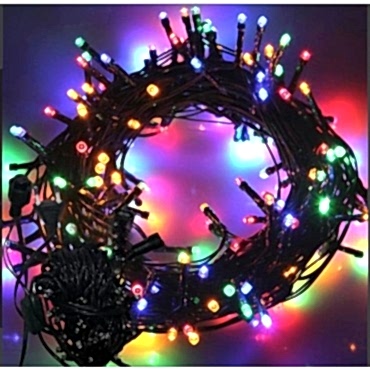 10m 100 Led Boncuk Lamba RGB Işık Siyah Kablo 