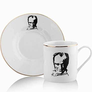 Atatürk Tasarımlı Porselen 2'li Kahve Seti