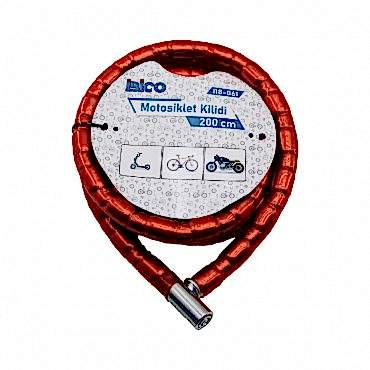 Kırmızı Motor Bisiklet Kilidi 22 mm x 200 cm  