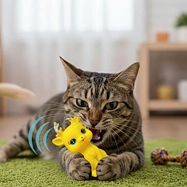 Evcil Hayvan Sesli Geyik Şeklinde Plastik Oyuncak 