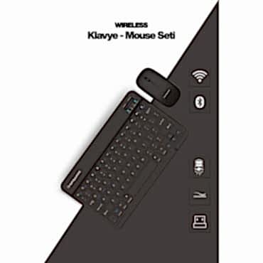 Siyah Kablosuz Klavye Ve Mouse Seti