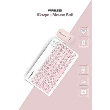 Pembe Kablosuz Klavye Ve Mouse Seti
