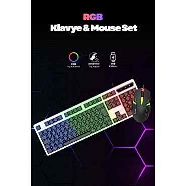 Kablolu Işıklı Gaming Standart Türkçe Q Klavye Ve Mouse Seti