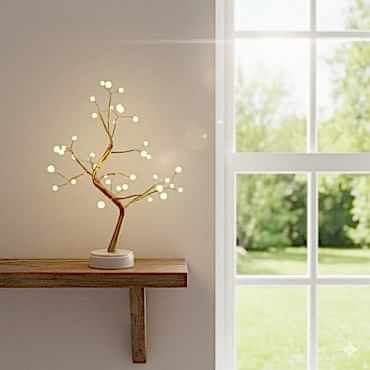 Masaüstü Boncuklu Şarjlı Ağaç Lamba 