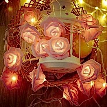 Yapay Gül Tasarımlı Dekoratif Led Işık Pilli (20 Gül)