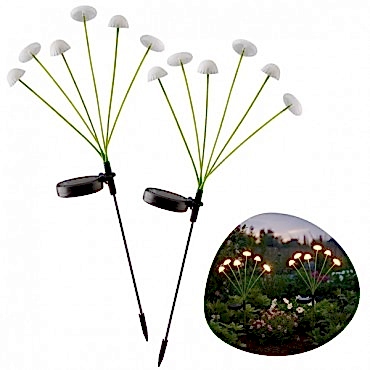 2 Adet Plastik Mantar Sensörlü Solar Bahçe Lambası