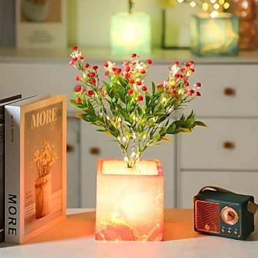 Pembe Saksılı LED Yapay Çiçek 