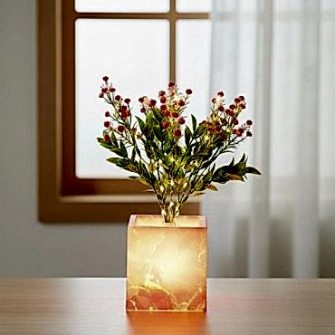 Pembe Saksılı LED Yapay Çiçek 