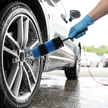 Ergonomik Saplı Jant ve Lastik Temizleme Fırçası