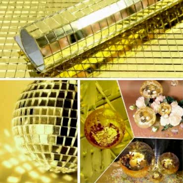 Kendinden Yapışkanlı Aynalı Kare Gold Sticker 30x30 Cm