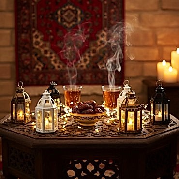 Ramazan Temalı Büyük Altıgen Açık Kubbe LED Lamba 