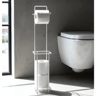 Beyaz Standlı Yedek Hazneli Tuvalet Kağıtlığı 