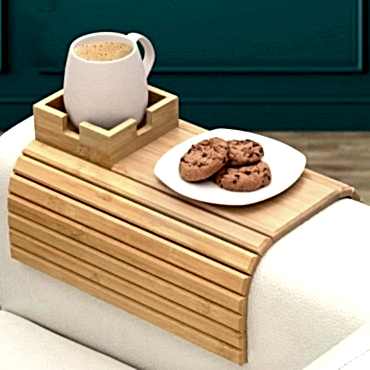 Katlanabilir Ahşap Koltuk Yanı Kanepe Tepsisi 