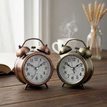 Yuvarlak Eskitme Metal Çalar Saat