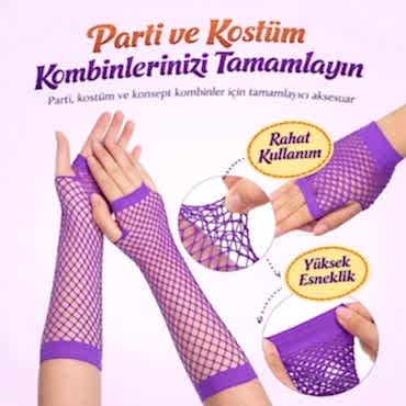 Retro Mor File Parmaksız Eldiven 26 cm