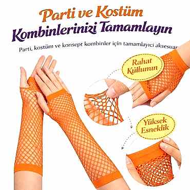 Retro Turuncu File Parmaksız Eldiven 26 cm