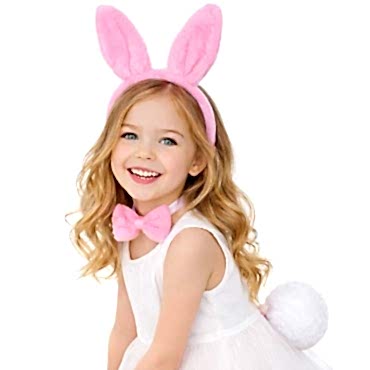 Kız Çocuk Pembe Tavşan Kulaklı Kostüm Seti – Tütü, Taç, Papyon, Ponpon