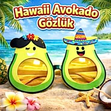 Hawaii Temalı Avokado Gözlük