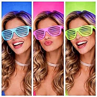 Retro Neon Fosforlu Panjur Gözlük - 12 Adet